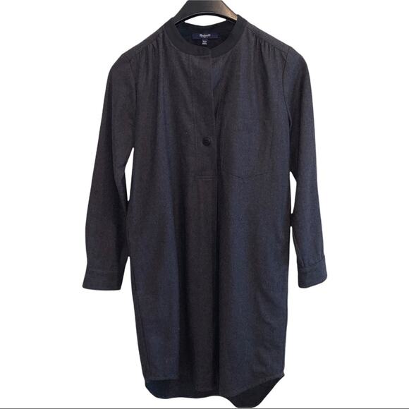 Madewell Flannel Latitude Charcoal Shirt Dress Women's Size XXS - Picture 3 of 6